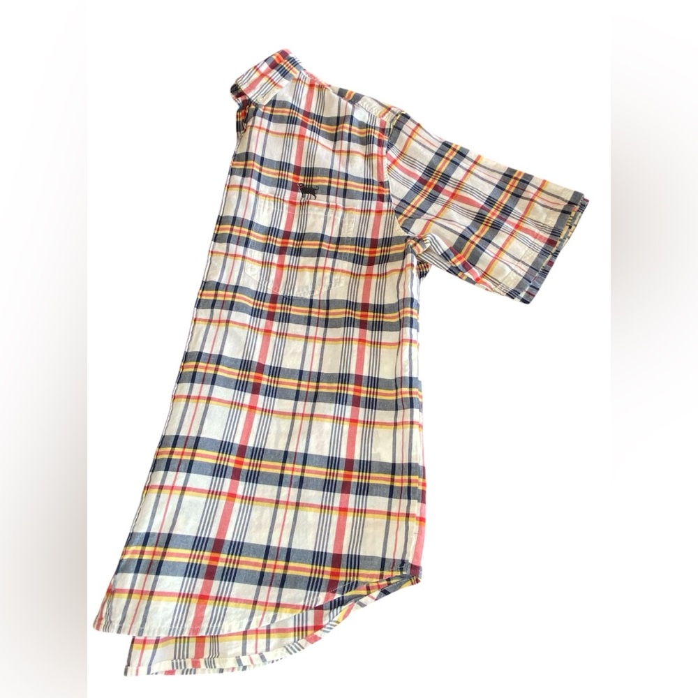 Woolrich Short Sleeve Button Up Plaid Men’s Size L Casual Summer Embroidered - Picture 2 of 7